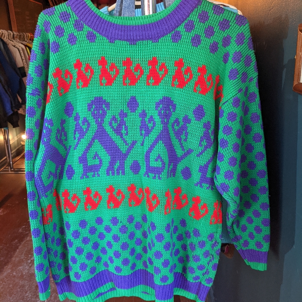 Vintage Retro Dog Pattern Sweater